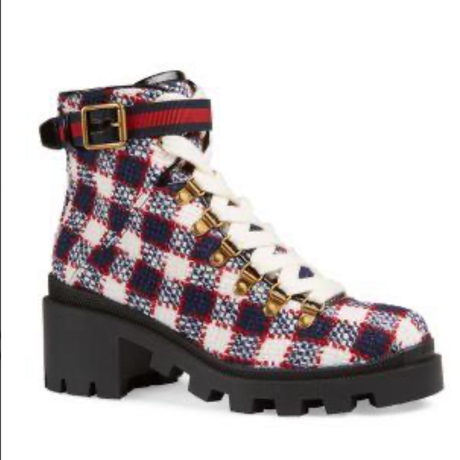 Gucci Authentic Combat Tweed Ankle Boots 34.5 Nib